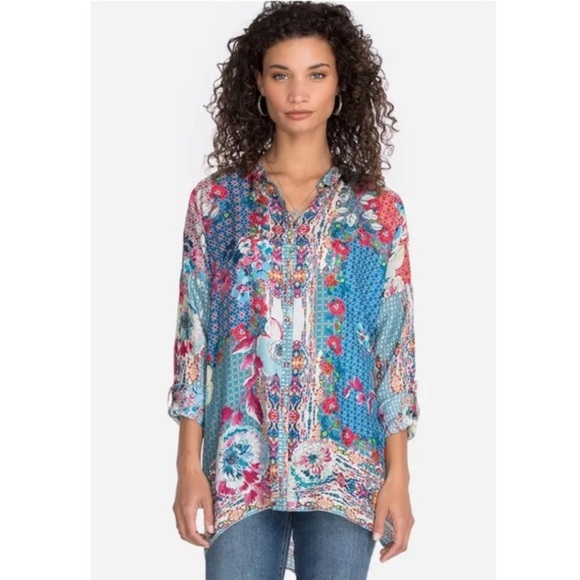 Johnny Was NWT LUBELLO REESE BUTTON DOWN Size XL NWT 100% silk - Picture 1 of 11